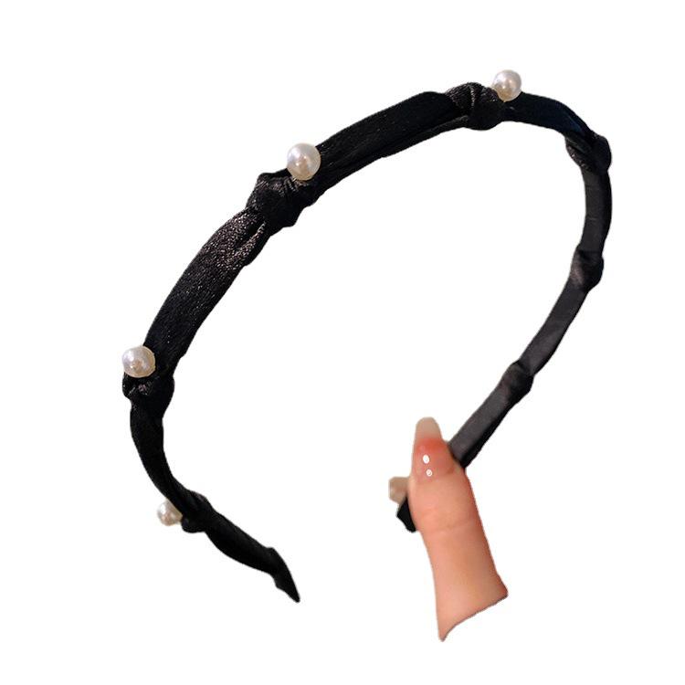 Xiaoxiang Girl Black Bow Pearl Headband - Elegant and Fashionable Hair Accessory