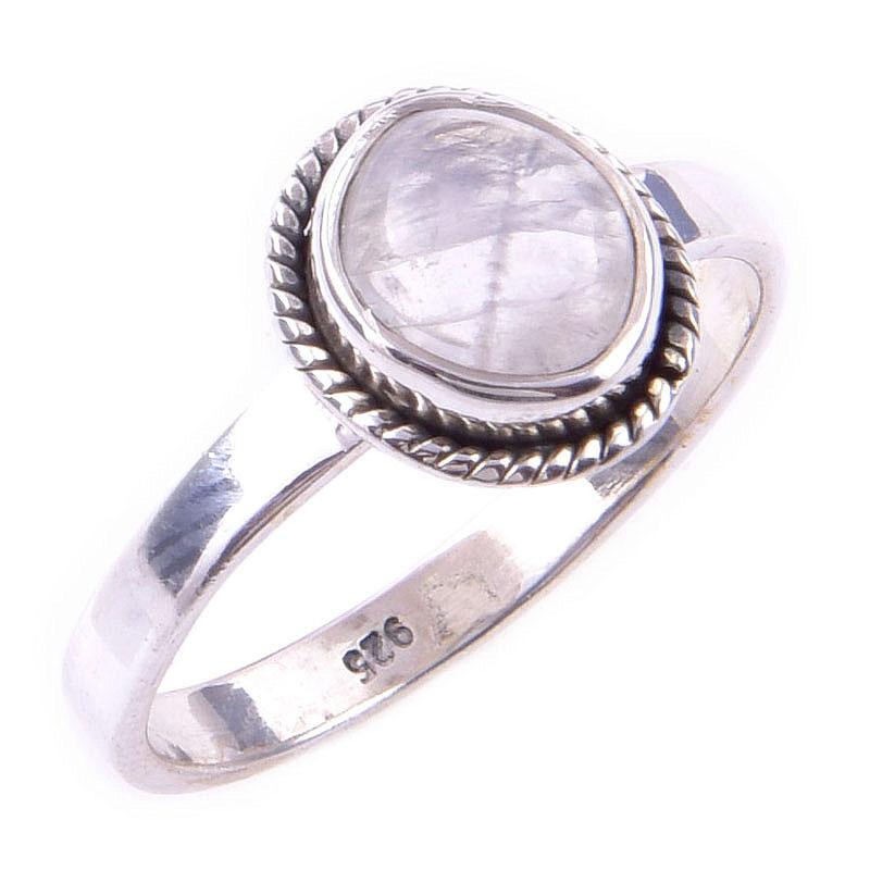 Natural Rainbow Moon Stone Gemstone Handmade 925 Sterling Silver Ring S.8 Z8z22
