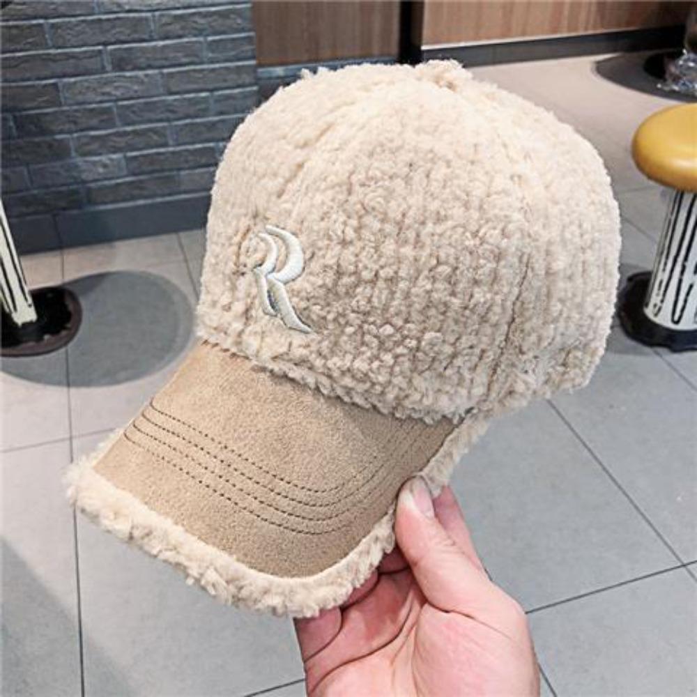 Autumn and Winter Lamb Wool Letter Cap Fashion Versatile Hat New Thermal Baseball Cap Women