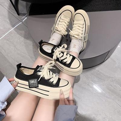 Women's Thick-Soled Canvas Shoes New Summer Casual Shoes White Shoes Spring and Autumn Breathable Sneakers