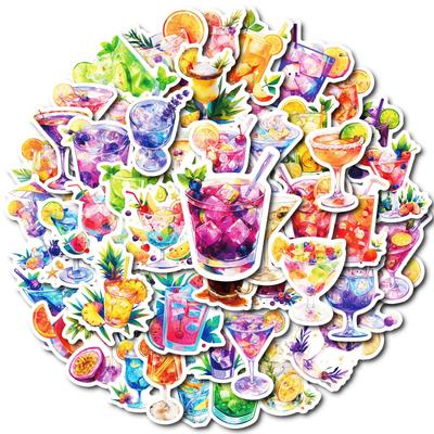 50 Beautiful Watercolor Series Various Cocktail Drinks Graffiti Stickers Waterproof Stickers