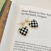 S911 Silver Needle Love Chessboard Plaid Earrings New Fashion Simple Personality Earrings Korean Temperament Internet celebrity earrings
