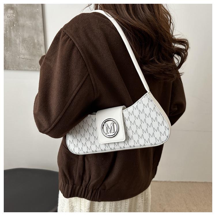 2025 Women's Light Luxury Retro Underarm Shoulder Bag - Trendy, Casual, Letter Print