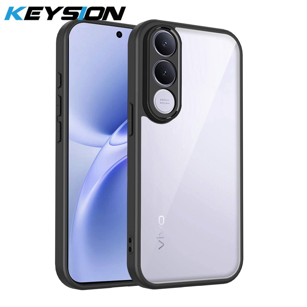 KEYSION Transparent Phone Case for VIVO V70 FE Soft Silicone+PC HD Clear Simple Shockproof Phone Back Cover for VIVO V70 FE 5G