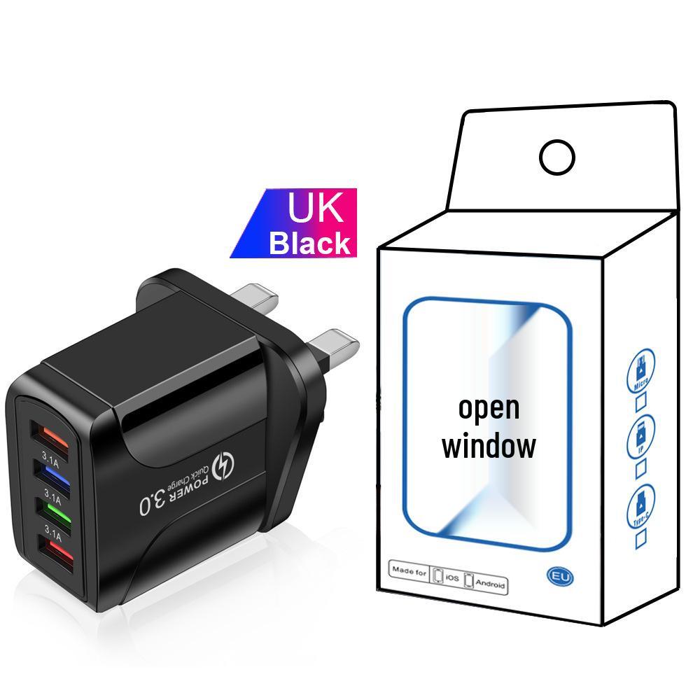 Colorful 4-Port USB Travel Charger 5V/2.4A Fast Charging, Australian Standard
