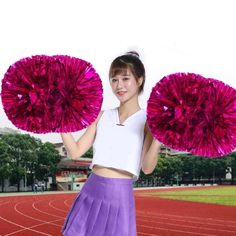 Metallic Cheerleading PomPoms Cheer PomPoms And Bows Large Cheer Hair Bows Ponytail Holder Softball Dance Cheerleader