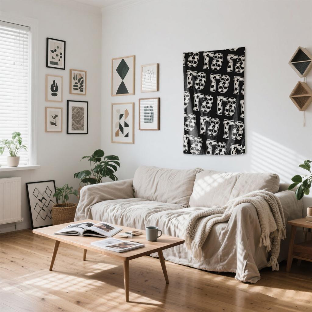 Repeating 67 As Socr Ball Pattern Digital Printing Polyester Wall Tapestry Suitable for Use In Living Rooms Bedrooms Bars Party