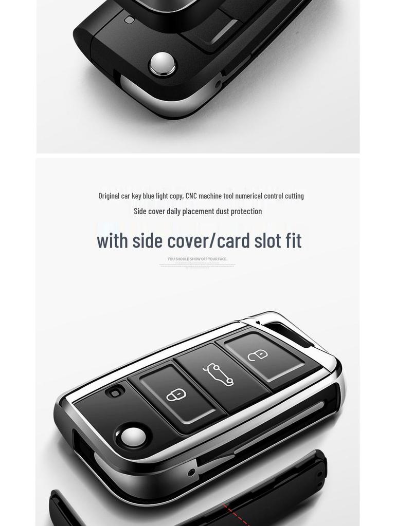 Volkswagen Key Cover for Tiguan L, Teramont, Golf 7, Sportsvan, Lamando - TPU Electroplated Case with Buckle.