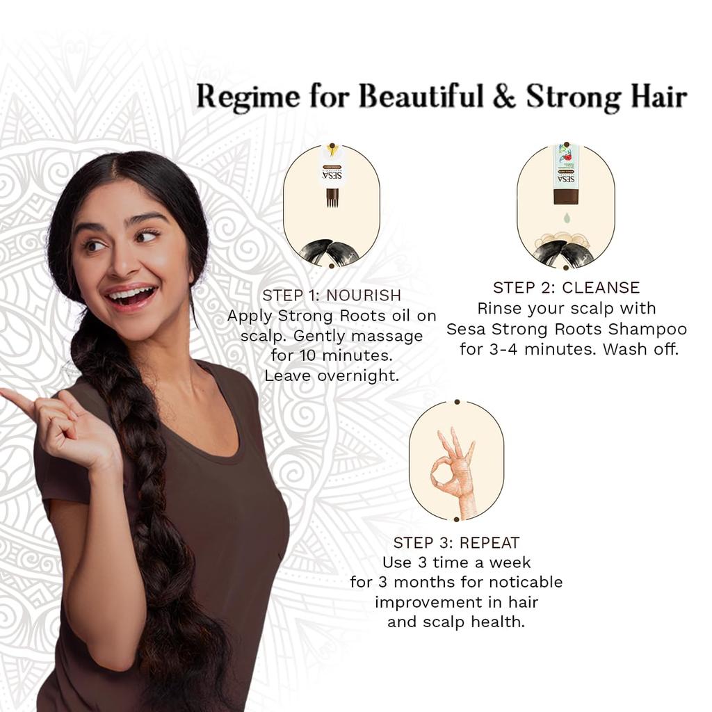 SESA Ayurvedic Strong Roots Hair Oil 200 Ml For Hair Fall Control, Growth & Scalp Nourishment – Herbal Oil For Men & Women