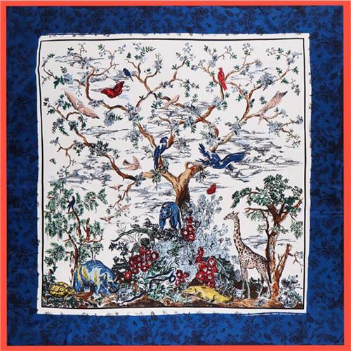 

POBING Твиловый шелковый шарф Женский Животные Дерево Квадратные шарфы Большая бандана Большая косынка Хиджаб шарф Женский головной платок Фуляр 130CM x 130CM