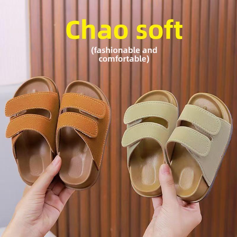 New Summer Kids Beach Cork Sandals for Girls Boys Children Outdoor Casual Solid Color Non-slip Flat with Cute Slide Shoe Simple