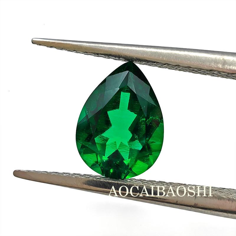 AGL Certified Pear-Shaped Zambian Cultured Emerald Loose Stone
