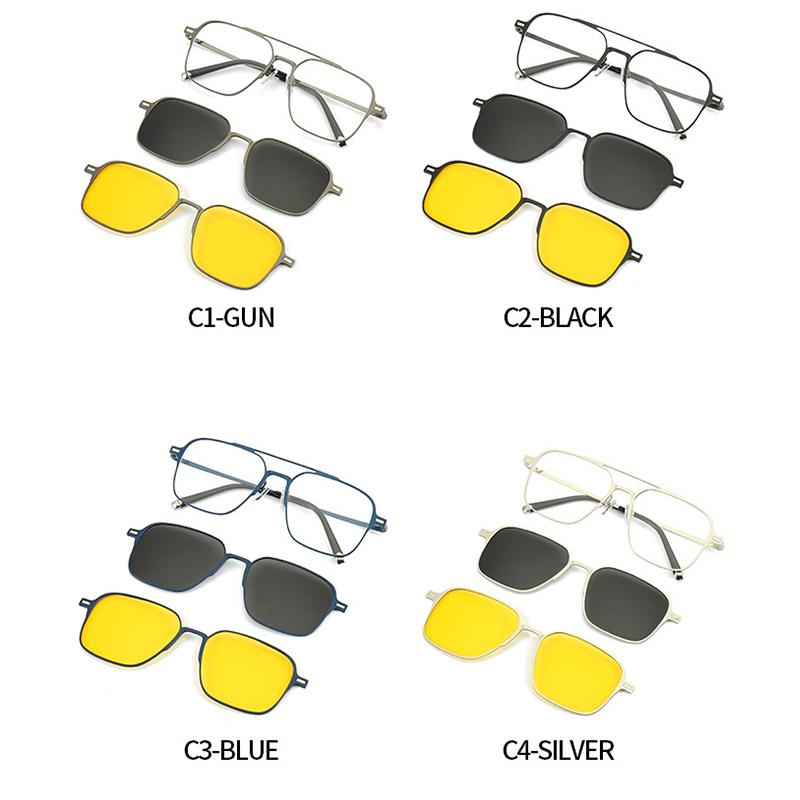 1/3 In 1 Magnetic Clip On Sunglasses For Men Women Optical Myopia Nearsighted Glasses Trendy Frame