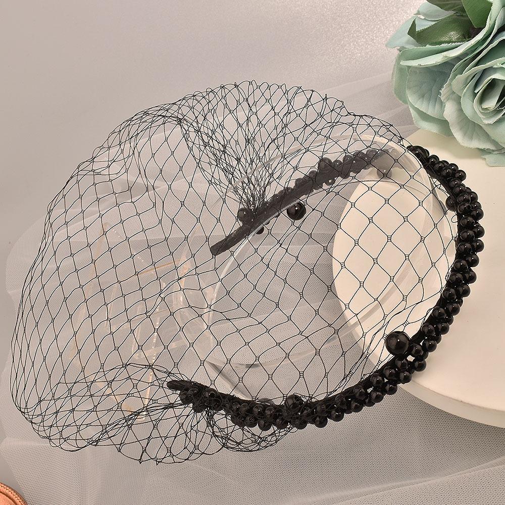 Elegant French Style Birdcage Veil Rhinestone Pearl Bridal Headwear Charm Shiny Bride Veils Women