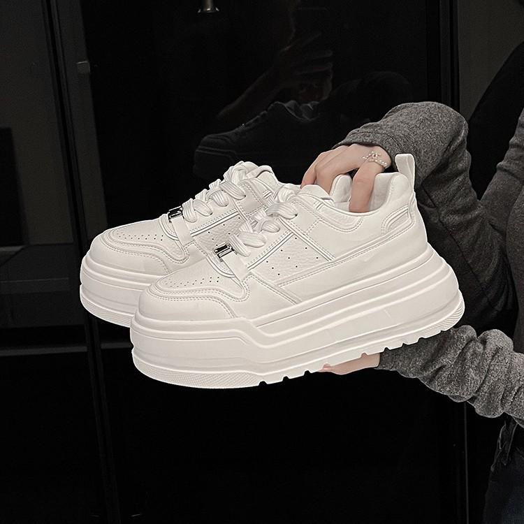 Cowhide version~ 2025 summer heightening platform white shoes women's 2025 summer new versatile casual shoes board shoes