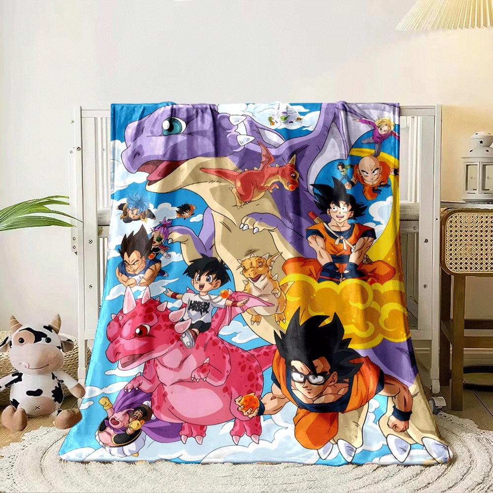 Characters flying alongside dragons and clouds with vibrant colors. for all seasons blanket lunch break throw gift 80cm x 120cm