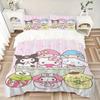 3pcs Dart Sanrio Character Design Print Bedding Set (1 Cover + 2 Pillowcases, Without Inserts),  Soft and Comfortable W024