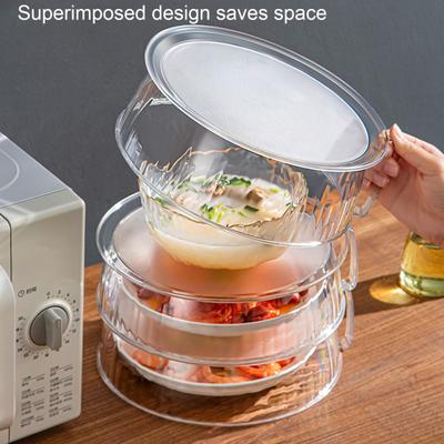 Microwave Splatter Cover with Handle Food Guard Lid Bug-resistant Heating Cover Stackable