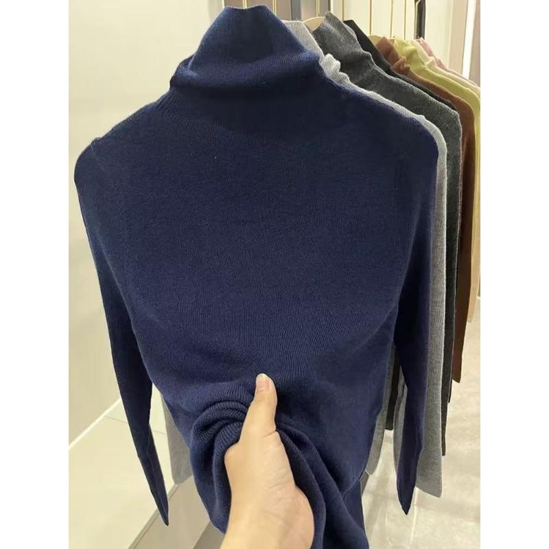 Women S Turtleneck Slim Fit Knitted Base Sweater Long Sleeve Solid Color Pullover Top