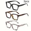 3 Pack Square Reading Glasses for Men Women Spring Hinge Blue Light Blocking Comfortable Durable Stylish