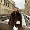 Fur jacket, suit collar, imitation fox fur top, loose fashion coat, thickened winter new European and American models