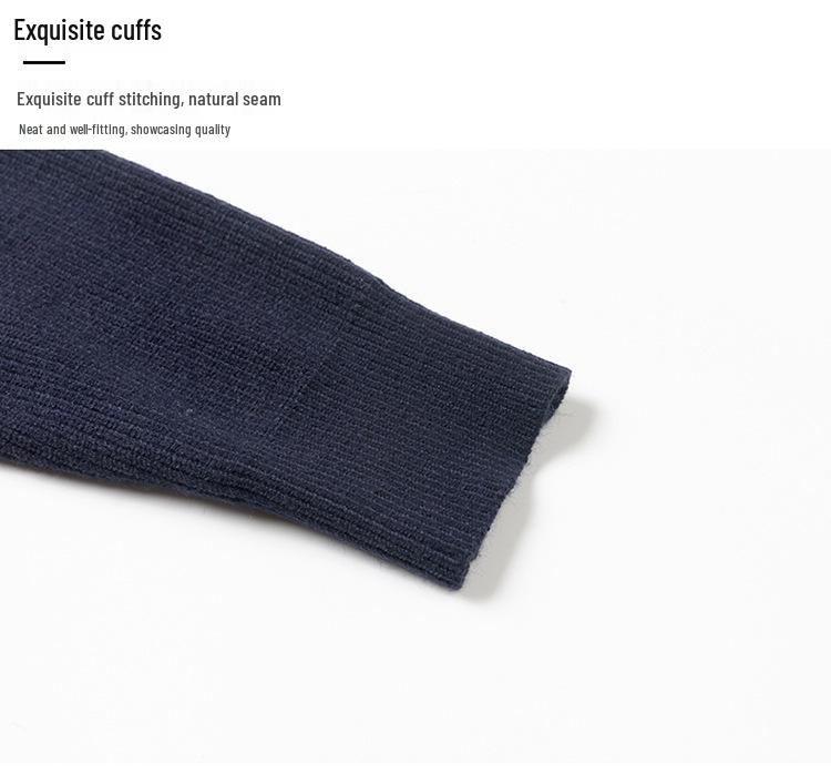 2025 Autumn/Winter Men's Stand-Up Collar Knitted Cardigan: Fashionable, Versatile Solid Color Sweater with Long Zipper.