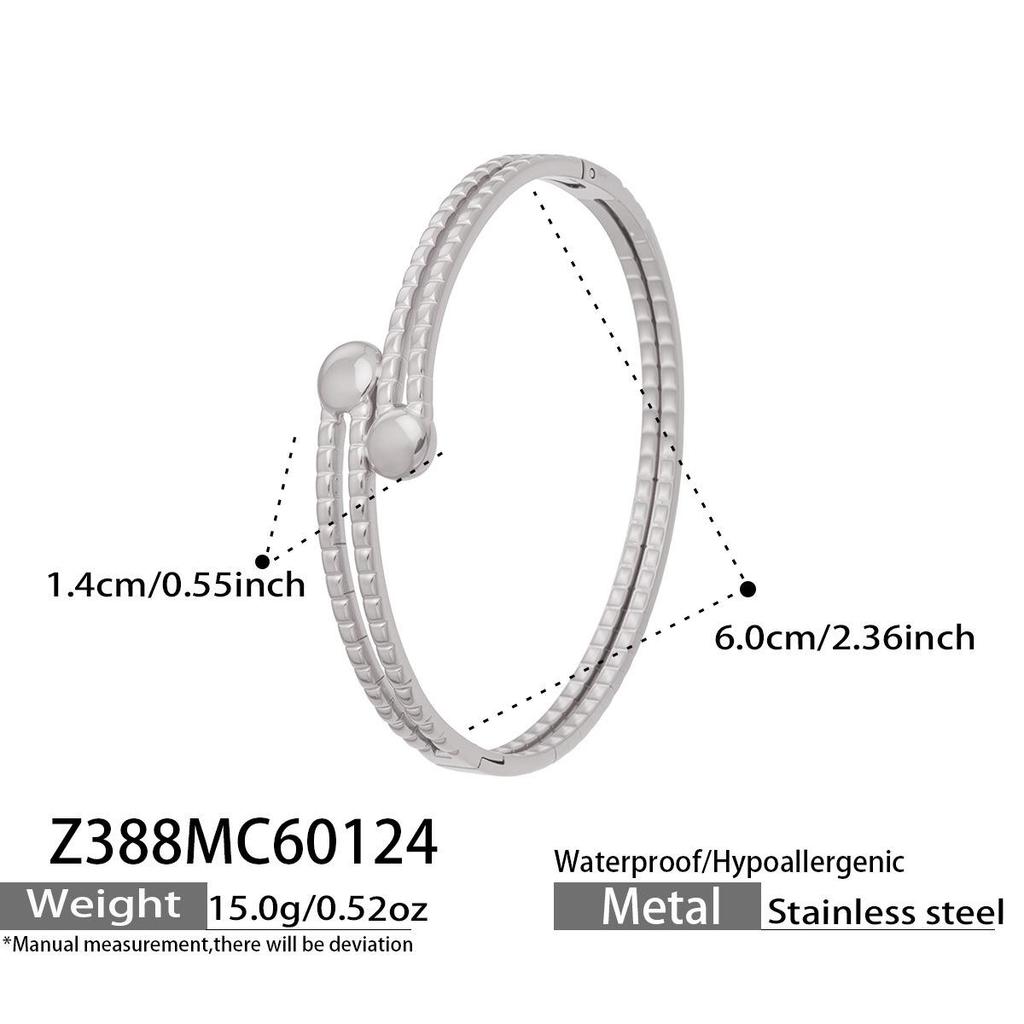 Modern Chinese Style Stone Pendant Gold-Plated Stainless Steel Geometric Bracelet