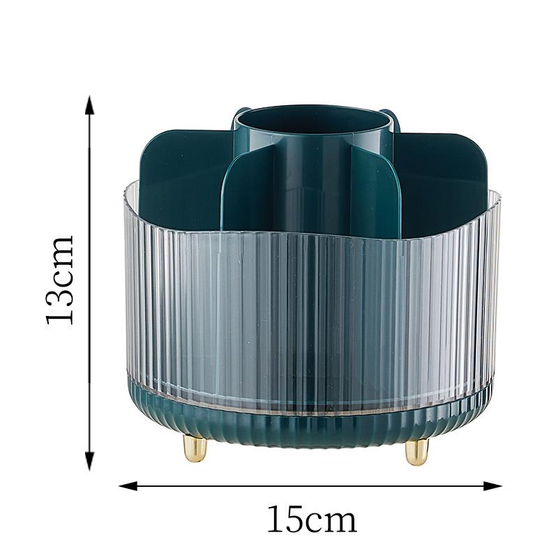 Cosmetics Storage Bucket Grid with Lid Transparent Simple and Light Luxury Makeup Brush Lipstick Holder Stationery Storage Box