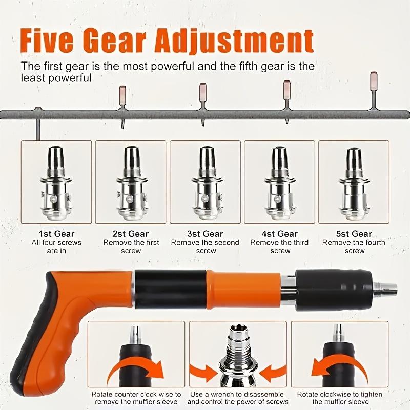 Heavy-Duty 5-Speed Adjustable Nail Gun - Quiet, Fast-Firing, Easy Assembly for Concrete/Steel/Gypsum Walls, DIY & Renovation (Nails Not Included)