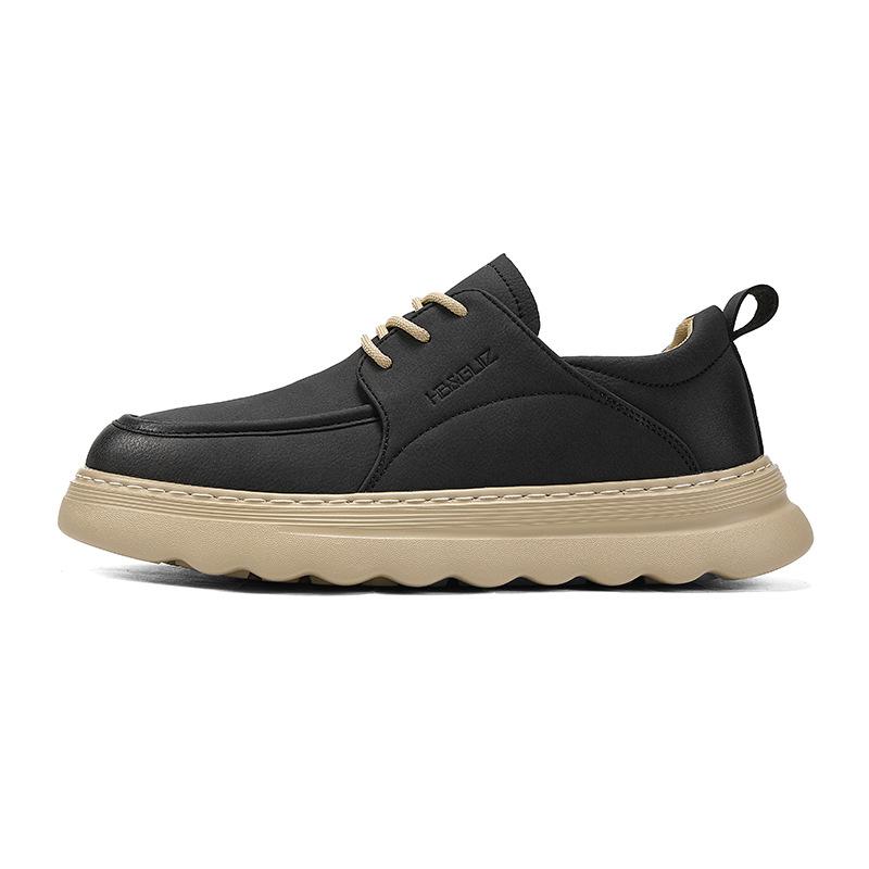 22 new thick-soled youth casual shoes autumn and winter leather retro board shoes