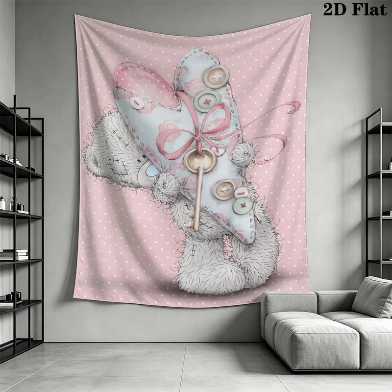 Tatty Teddy Wall Tapestry Aesthetic Wall Hanging Printed Fabric Blanket Decorative Tapestries for Bedroom Living Room Home Decor
