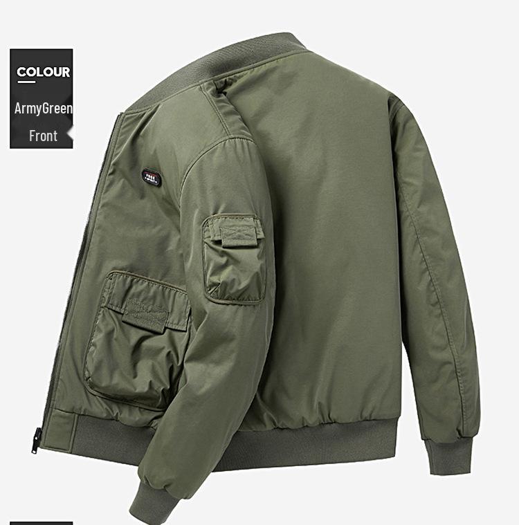 Chaqueta de Algodón Acolchada MA-1 para Hombre para Otoño/Invierno, Abrigo de Vuelo con Cuello de Béisbol