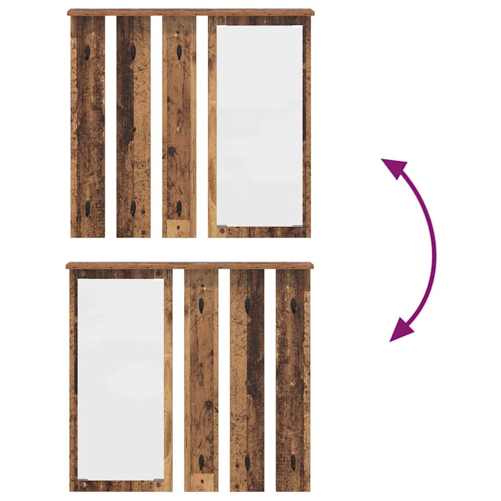 Wall Mounted Coat Rack with Shelf Reclaimed Wood Look 84 x 10 x 80 cm