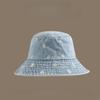 Hat Women's Outdoor  Versatile Breathable Denim Bucket Hat Fashion Chrysanthemum Embroidery Pattern Wide Brim Sunshade Basin Hat