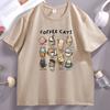 Coffee Cats T Shirt Funny Kawaii Cats Cotton Short Sleeve Round Neck Printed Tshirts Printed Summer Tshirt Casual Loose