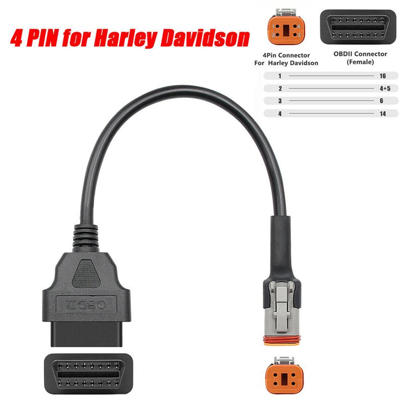 4 Pin To OBD2 Motorcycle Diagnostic Scanner Adapter Cable for Har-Ley Motorbike ELM327 OBD Scanner Programming Reading Code ECU