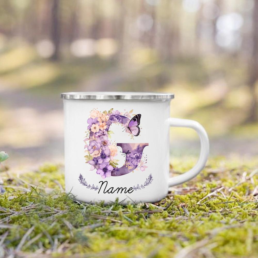 Personalisierte Tasse Floraler Initialen Name Tasse Individuelle Kaffee Heißschokolade Tassen Hochzeit Geburtstag Muttertag Weihnachten Geschenke für Sie