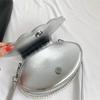 Women Shell Shape Shoulder Bag Female Beaded Handbag Purse PU Crossbody Bag Pearl Chain Tote Bag Lady Messenger Bag  Silver