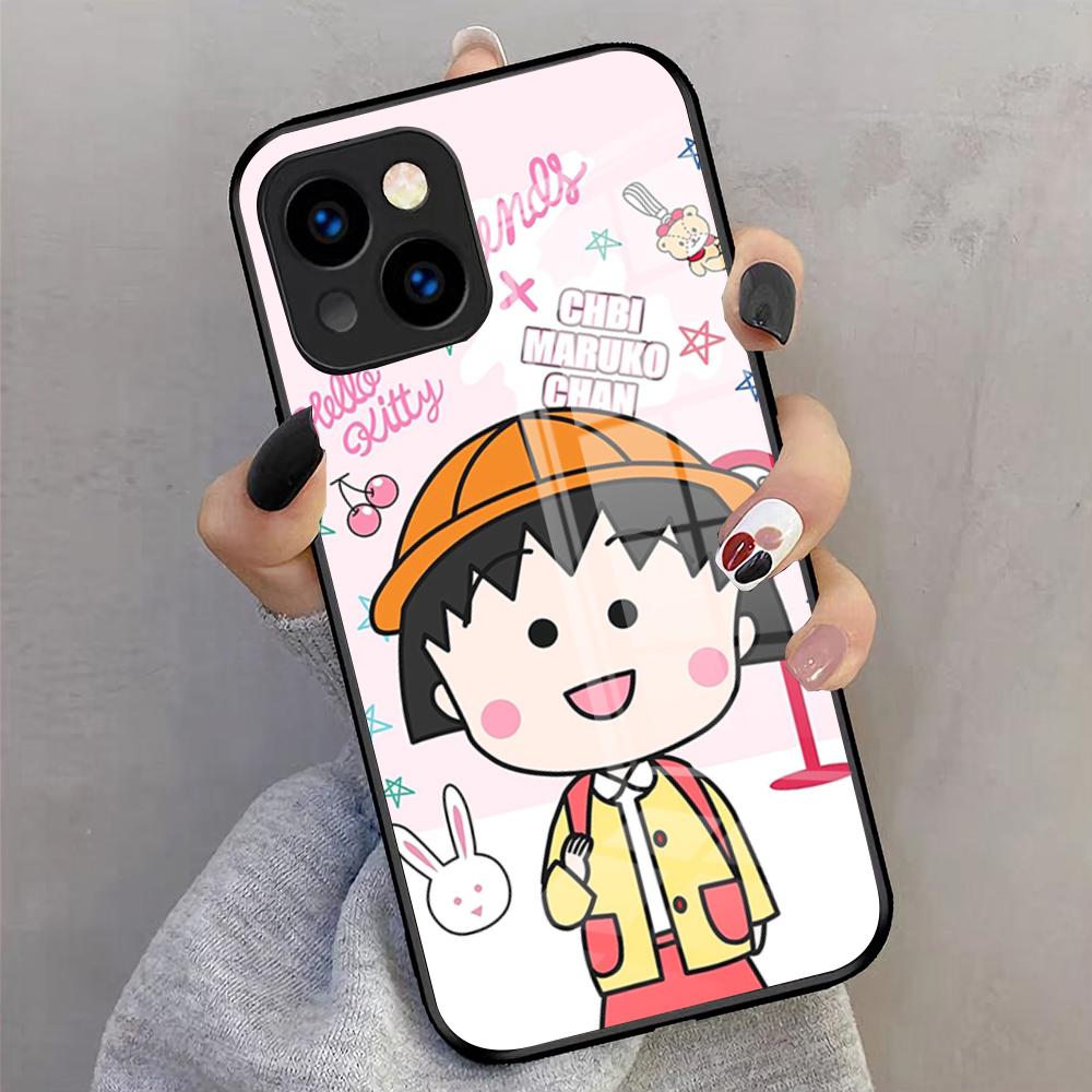 Anime Maruko-chan Phone Case For IPhone 17 Pro Max 16 15 14 Pro Max 13 11 X Xs Xr 8 7Plus Glass Cover