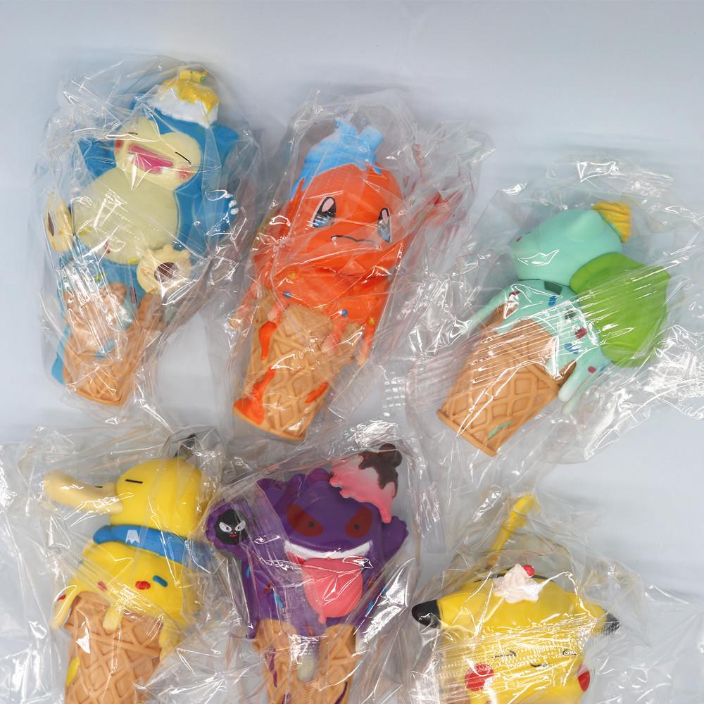 6 Flavor Ice Cream Cones: COS Series Hand-Painted Figuries Featuring Pikachu, Bulbasaur & Psyduck