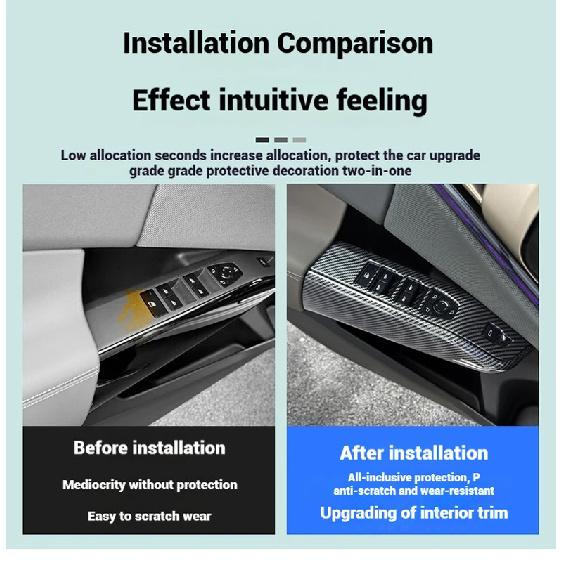 For BMW X3 G45 2025 Carbon Fiber Texture The Glass Key Frame of the Car Window Lift Panel Is Decorated with Interior Accessories