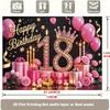 2D Elegant Black Pink 18th Happy Birthday Photography Backdrop with Gift Boxes