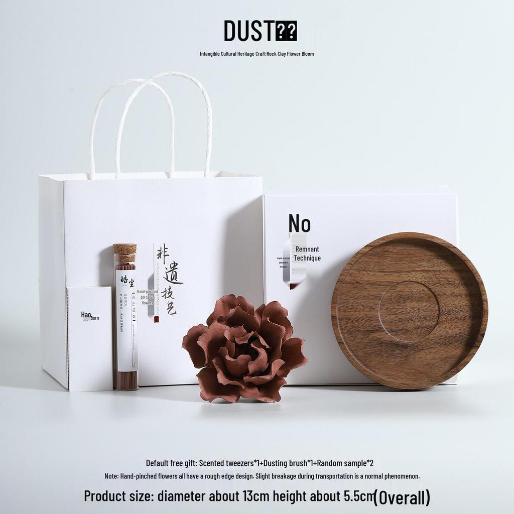 Handmade Ceramic Flower Incense Holder - Chinese Aromatherapy Diffuser Souvenir