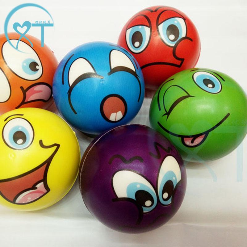 Smiley Face Expression Stress Ball - 63mm Foam PU Toy for Kids' Education and Relaxation