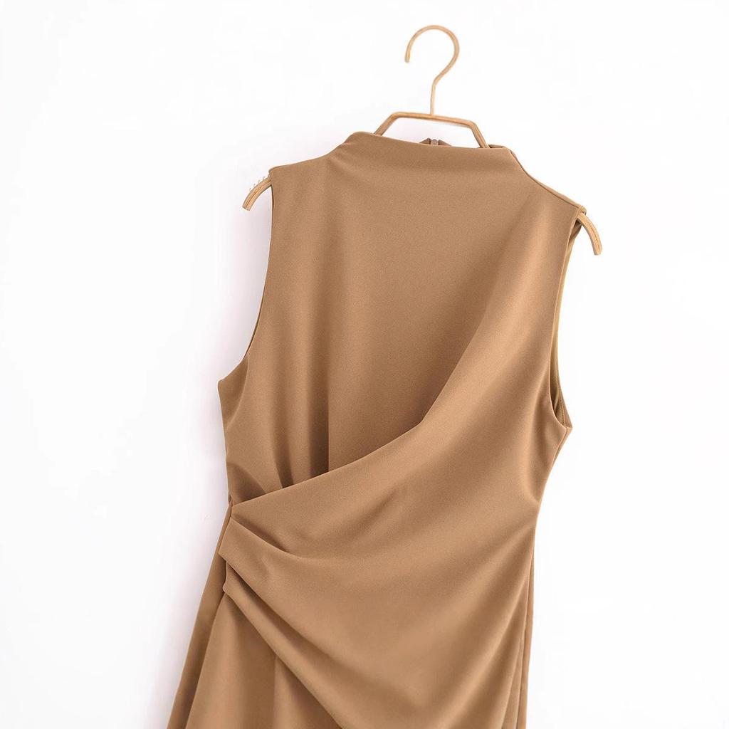 2025 Spring Women's European & American Style Pleated Midi Dress