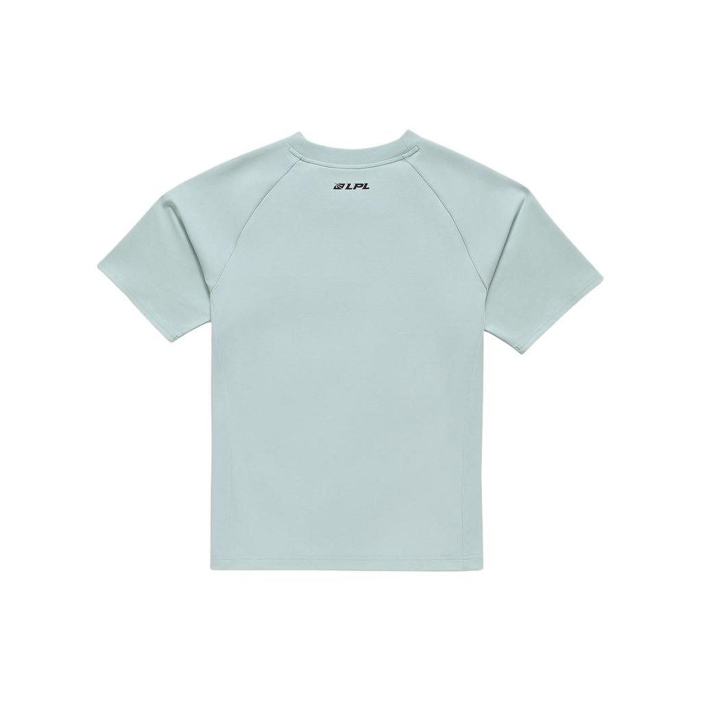 Li Ning Sports Lifestyle Series Logo Letter V-Neck Short Sleeve Raglan T-Shirt Unisex T-Shirt Soft-Water-Blue ATSU693-1