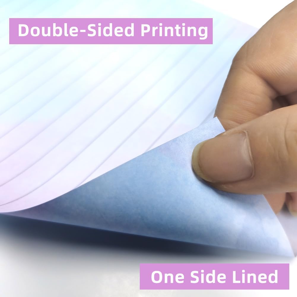 72 Pieces Stationery Set with Envelopes (48 Lined Watercolor Sheets + 24 Matching Envelopes), 8 Unique Designs, 5.5 x 8.25 inch Double Sided Printing