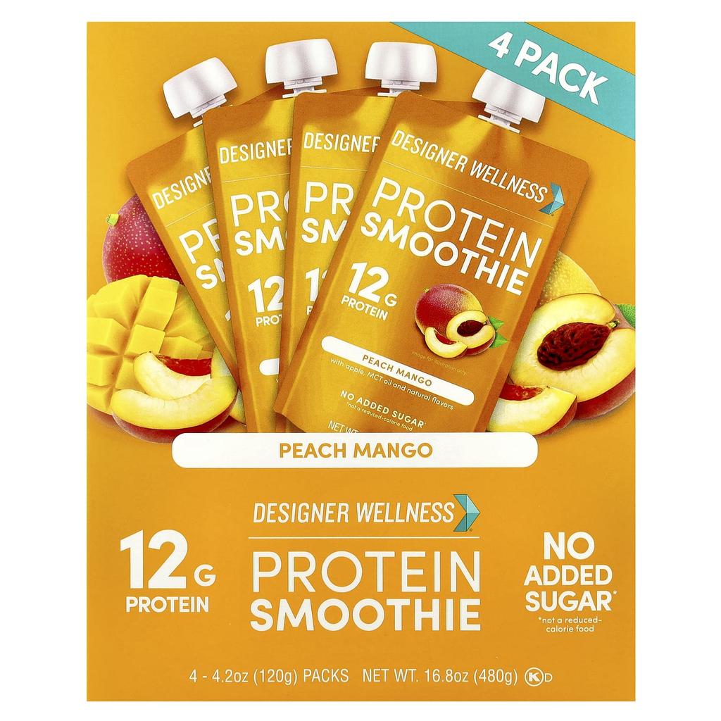 Protein Smoothie, Peach Mango, 4 Pack, 120G (4.2Oz) Each