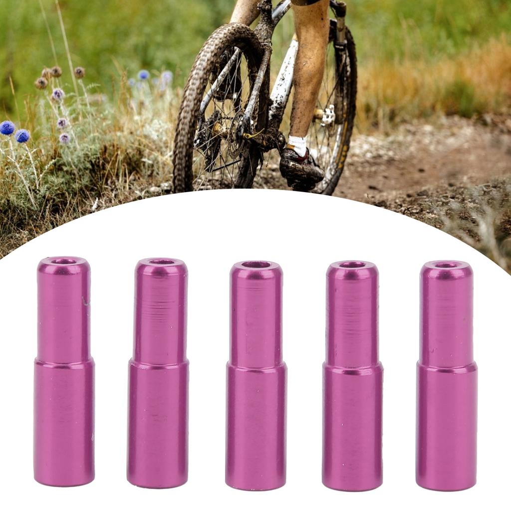DUUTI 5 Stück 5mm Fahrrad Bremskabel Endkappen Crimpkappen Aluminiumlegierung Schaltzug Endkappen für Rennrad Mountainbike Lila