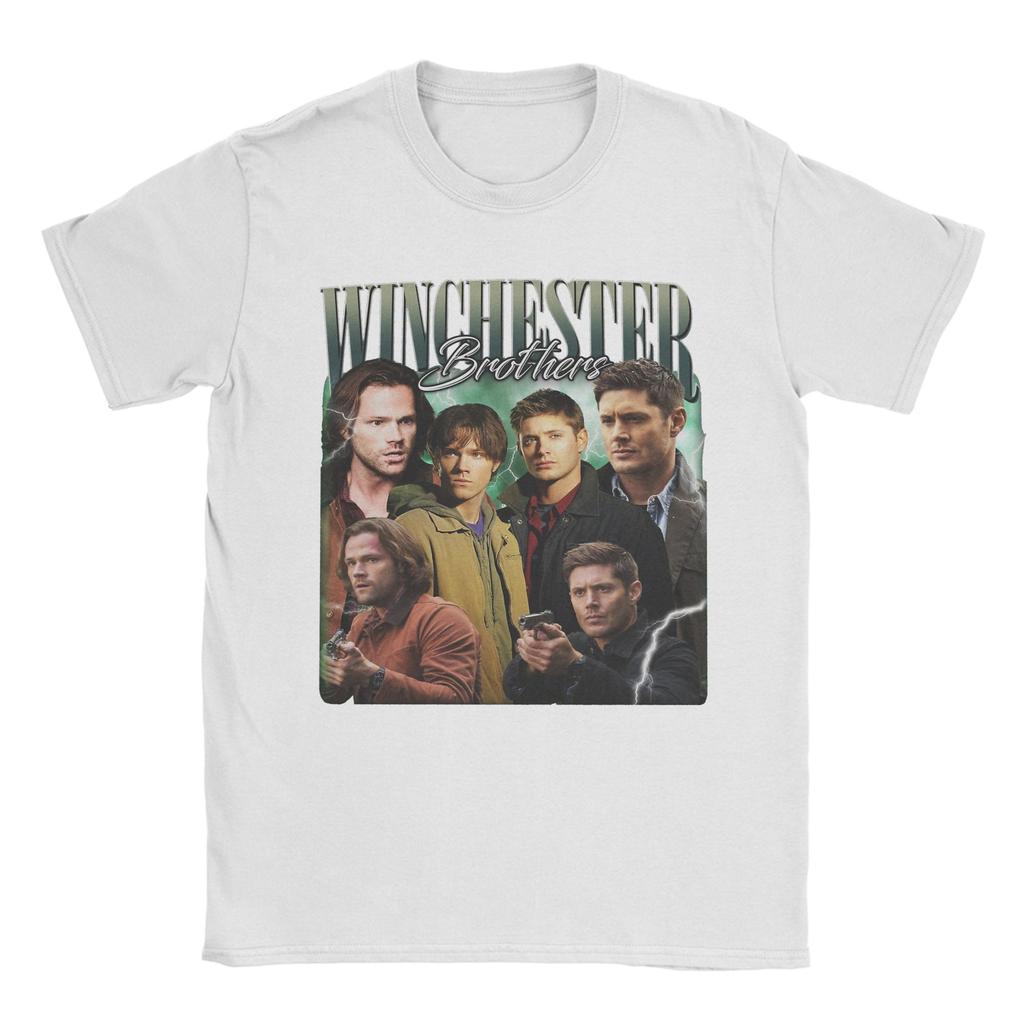 Men TShirt Winchester Brothers Sam  Dean Supernatural Movies Cover 100 Cotton Tees Short Sleeve  T Shirt O Neck Tops Gift